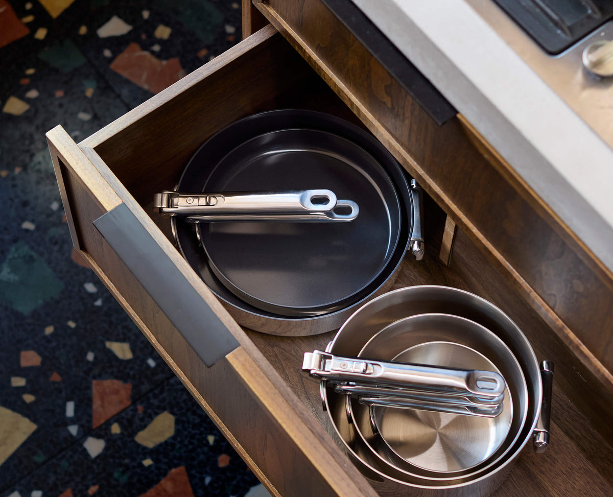 Space Steel Folding Handle Non-Stick 2-piece Frying Pan Set