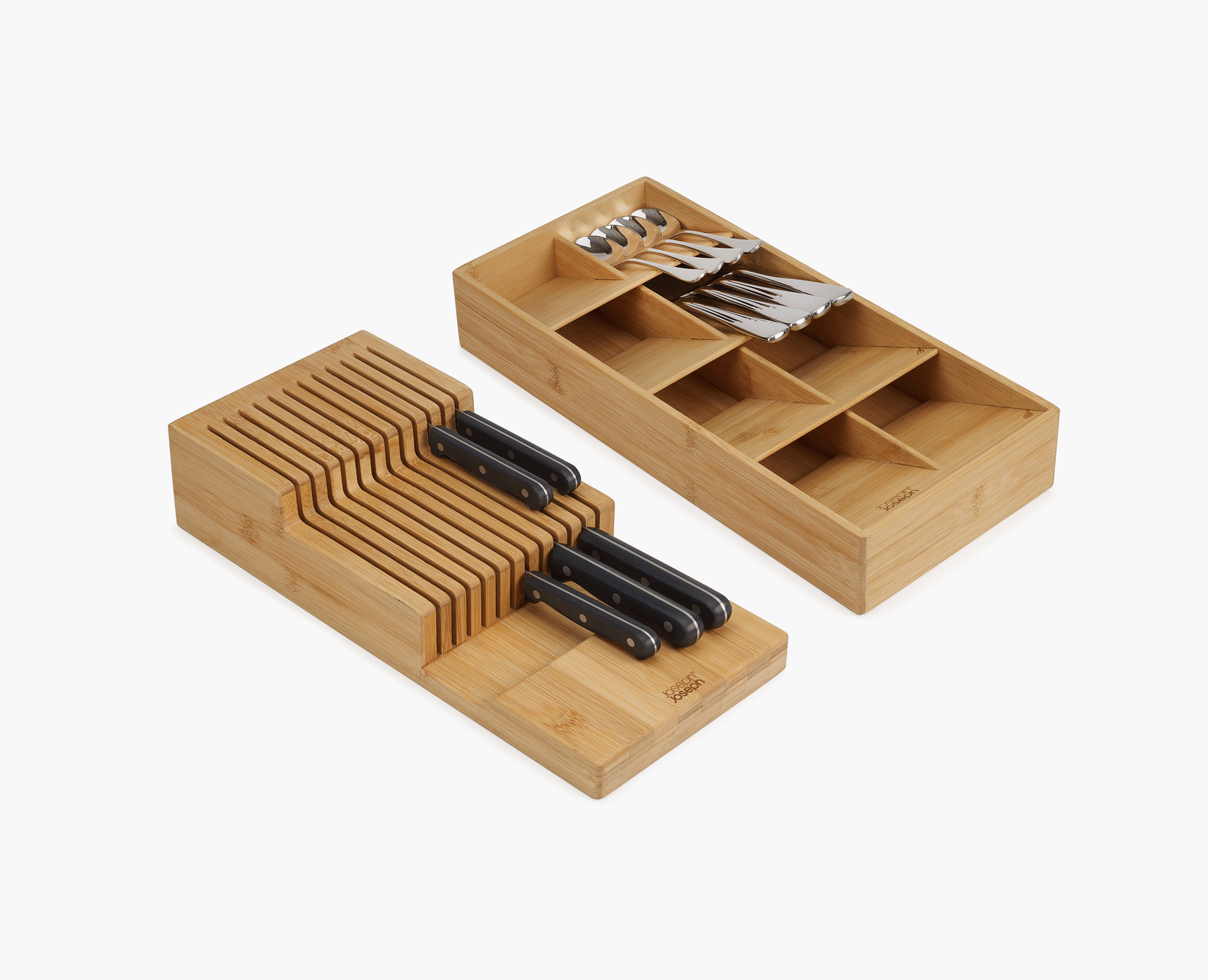 2-piece DrawerStore™ Bamboo Large Cutlery &amp; Knife Organizer Set