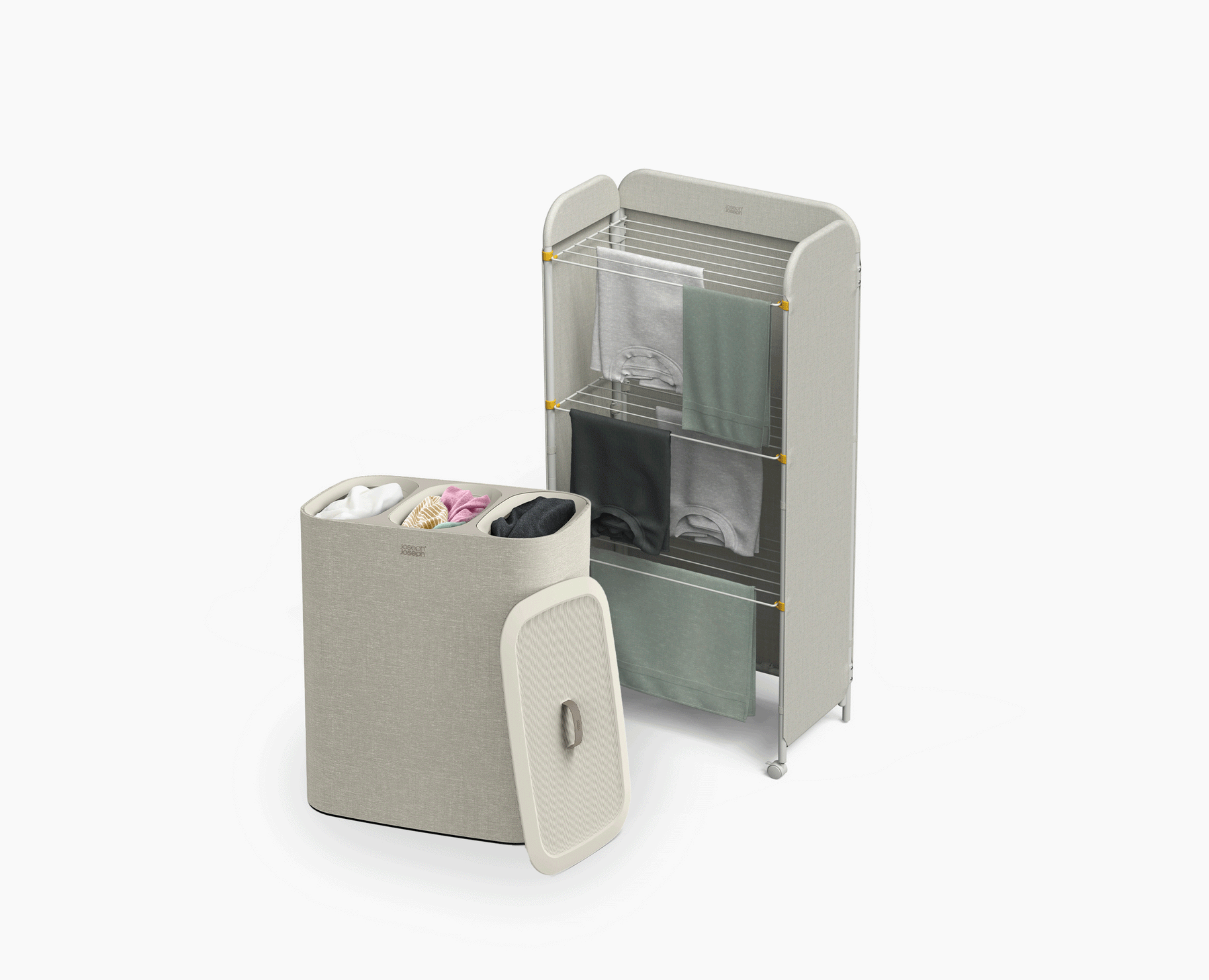 2-piece Laundry Basket &amp; Clothes Drying Rack Set