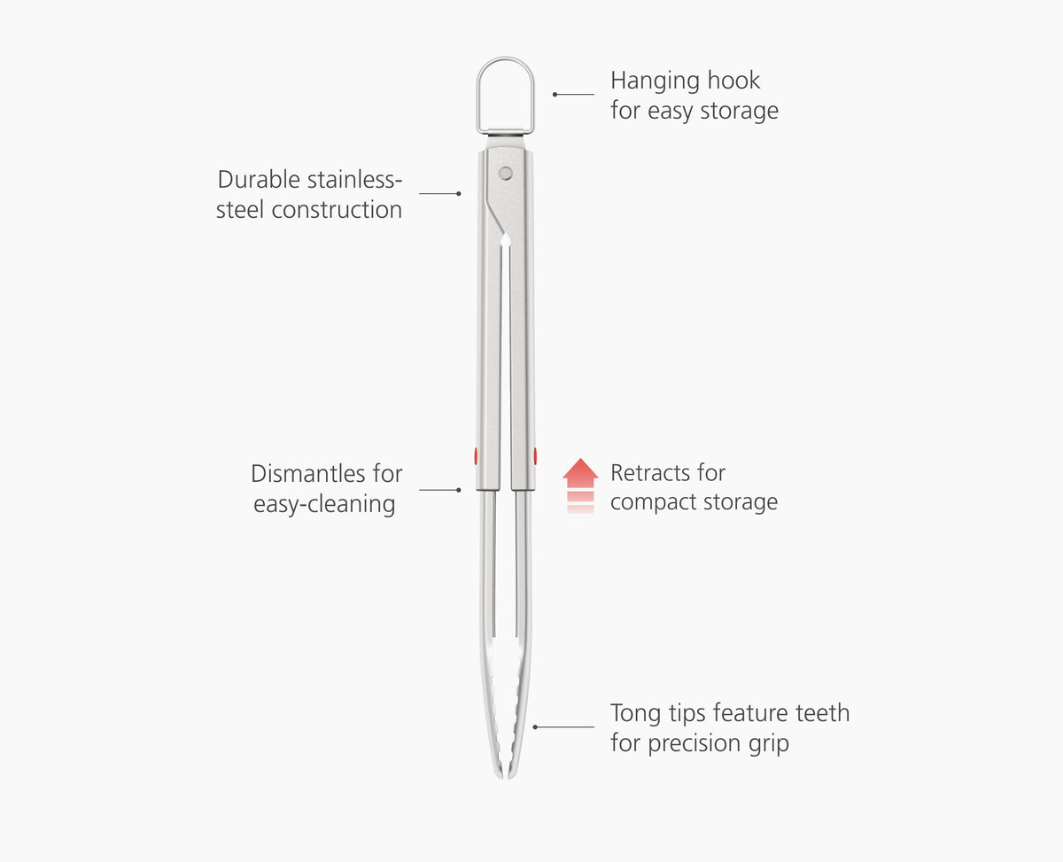 GrillOut Stainless-Steel BBQ Tongs with Extending Handle