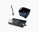 3-piece Gray Drainer, Washing-up Bowl &amp; Brush Set