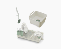 3-piece Stone Green Drainer, Washing-up Bowl &amp; Brush Set