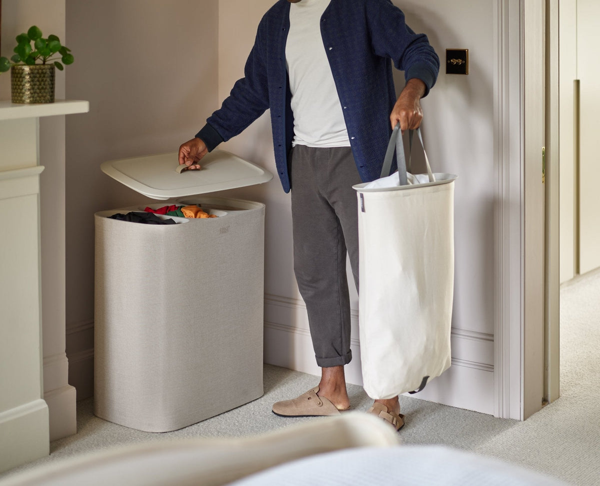 2-piece Ecru Tota Trio 90L &amp; Hold-All Laundry Basket Set