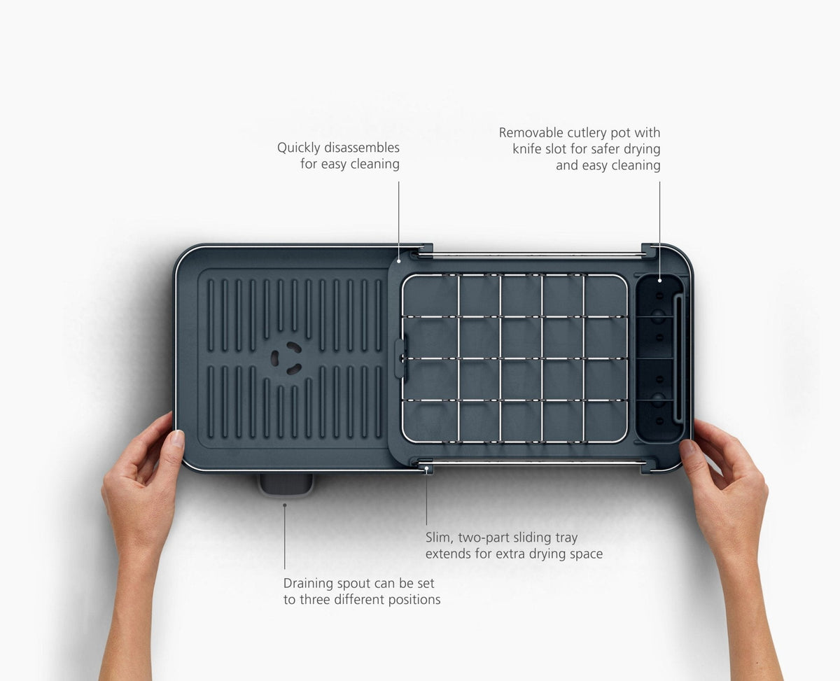 Extend™ Slim Steel Expandable Grey Dish Drainer