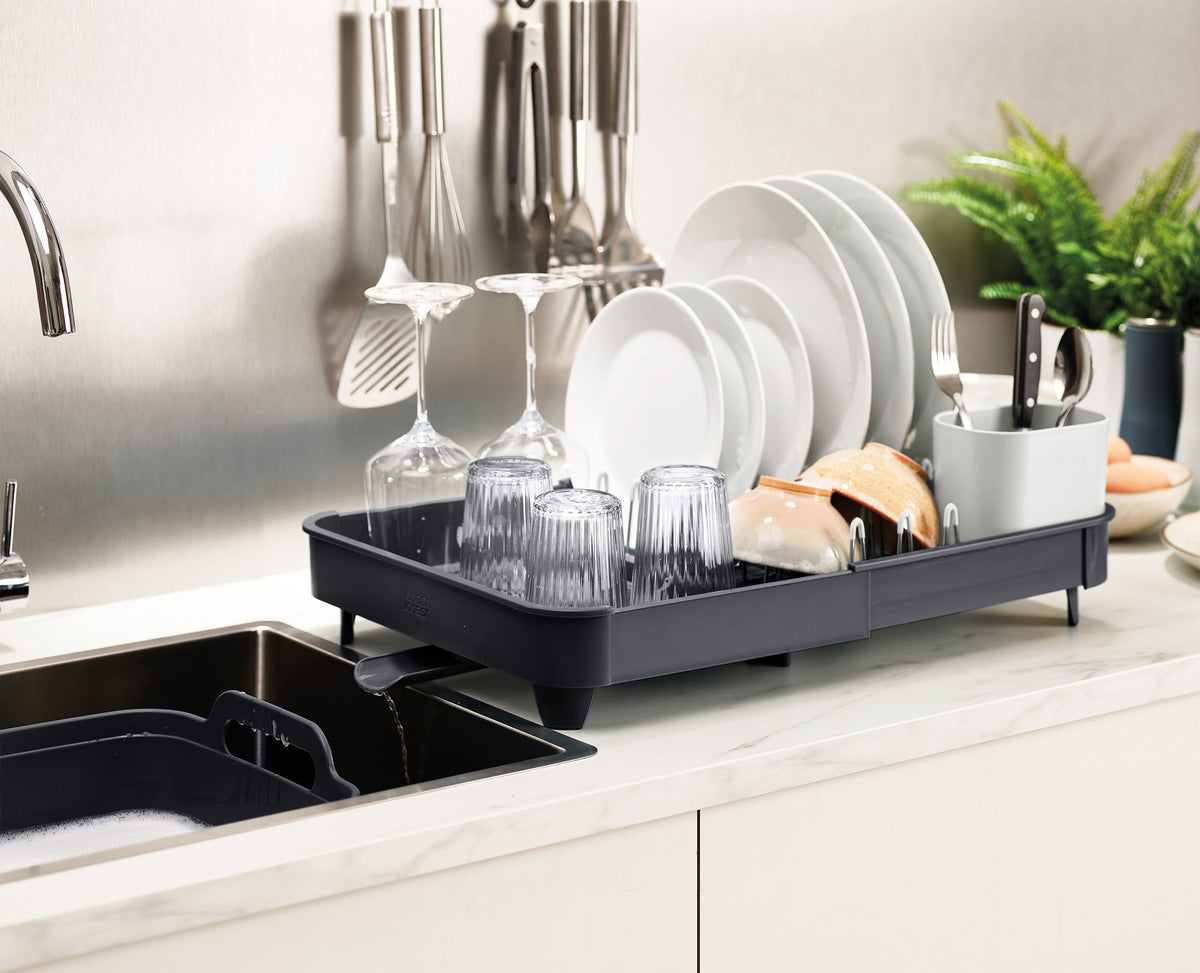 3-piece Grey Drainer, Washing-up Bowl &amp; Brush Set