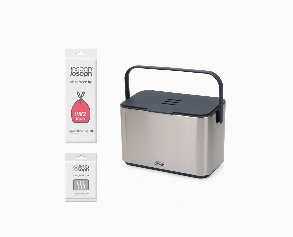Collect™ 4L Stainless-steel Food Waste Caddy Starter Set