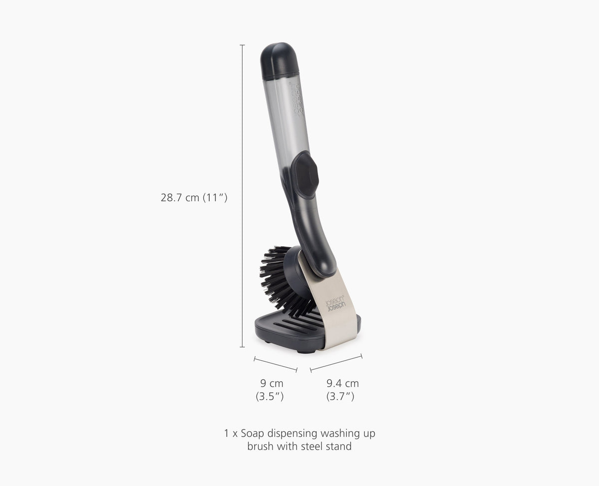 SinkTech™ Soap Dispensing Washing-Up Brush with Steel Stand &amp; Extra Heads