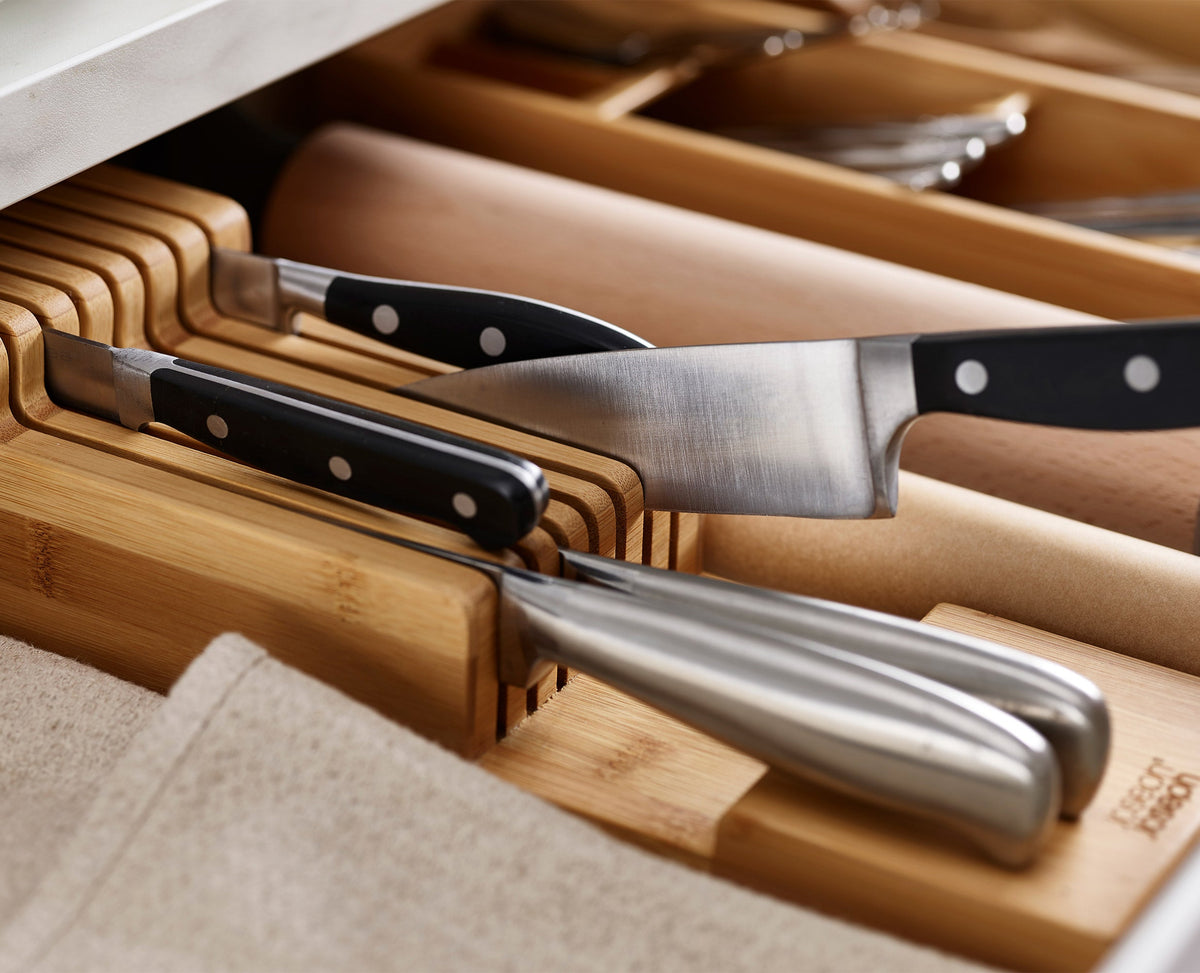 2-piece DrawerStore™ Bamboo Cutlery &amp; Knife Organiser Set
